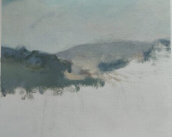 Original Oil on Paper Sketch: Israeli Judea Samaria Landscape Jewish Art