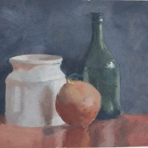 Natura morta pittura a olio, Natura morta arte, Arte israeliana, Olio su carta Belle arti