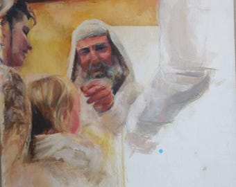 Jewish Upsherin Canvas Art: Israeli Artist Judaica Wall Decor