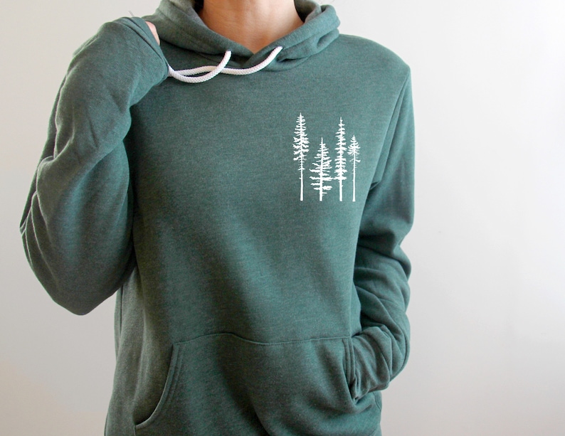 Pine Tree Sweatshirt Graphic Hooded Sweatshirt For Women Etsy