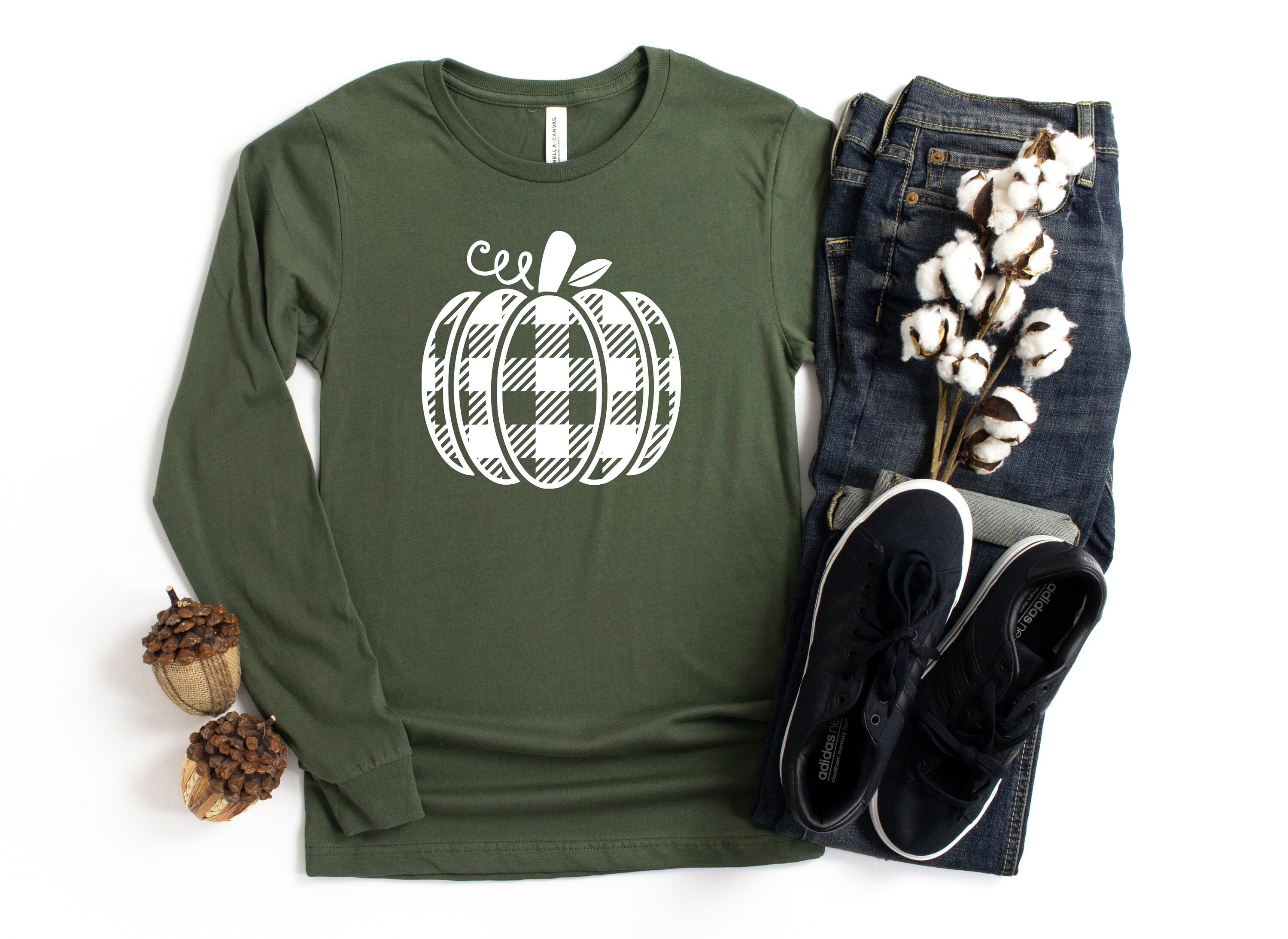 Women Long Sleeve Plaid Pumpkin Shirt Fall Plaid Tee Pumpkin Etsy