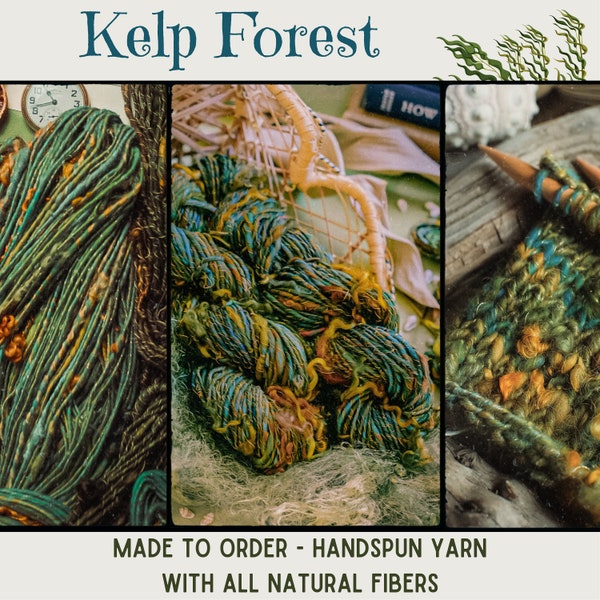 Oceanic Kelp Forest Worsted/Bulky Art Yarn, Sold in 25 Yard Increments & Made to Order