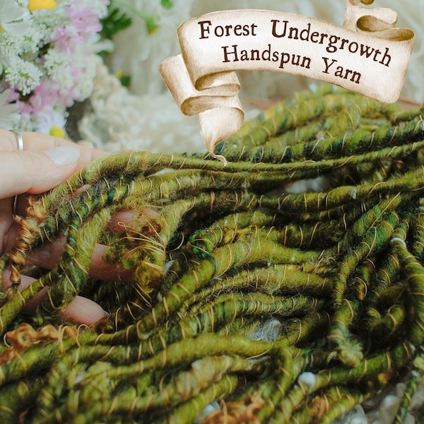 Forest Undergrowth Core Spun Art Yarn, Sold in 10 Yard Increments & Made to Order