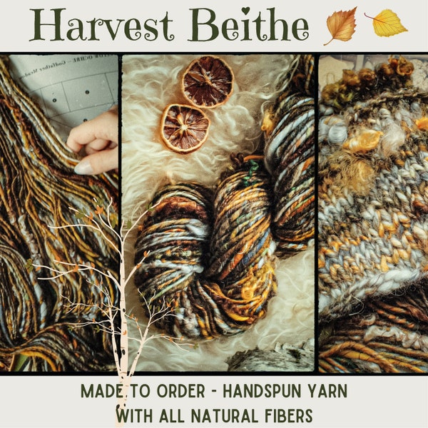 Harvest Beithe Worsted/Aran Bulky Art Yarn, Sold in 25 Yard Increments & Made to Order