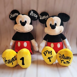 Custom Mickey Plush, 1st disney trip, birthday mickey mouse, disney birthday, mickey birthday party, personalized mickey, mickey mouse gift