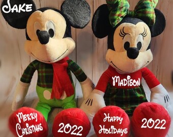 Mickey and best sale minnie christmas plush