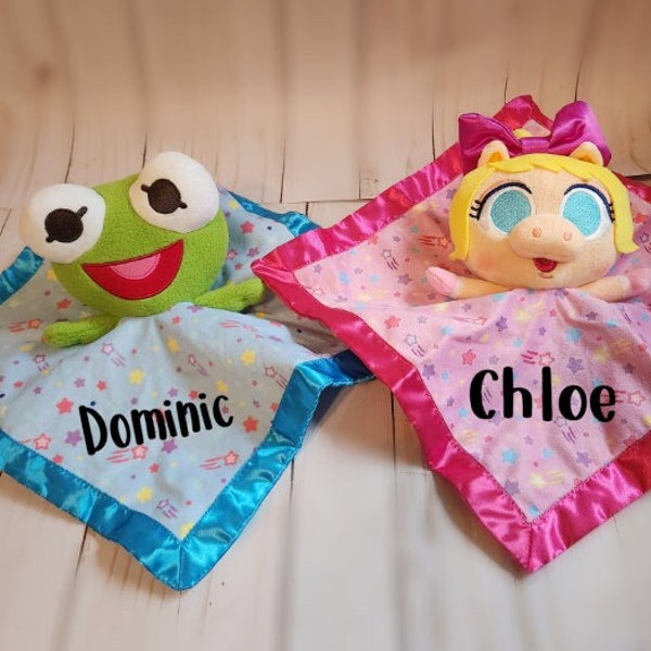 Muppet Babies Lovey Blankie, Kermit the frog, Miss Piggy, Muppet Babies, Disney Lovey Blankie, Muppet Baby Shower, Muppet Baby Toys, Muppets