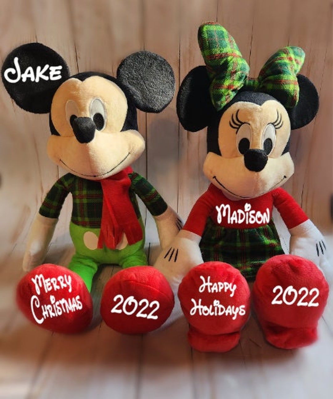 Mickey and Minnie Holiday Plush, Disney Christmas, Christmas Mickey