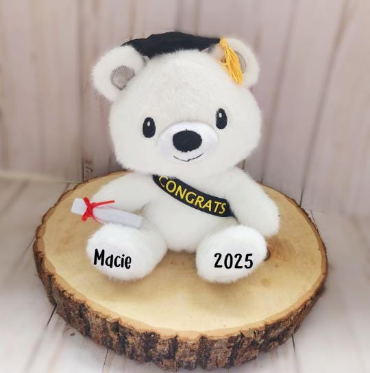Personalisierter Graduationbär Mit Herz – 25 Cm, Mit Text & Foto, Abschlussgeschenk 2024