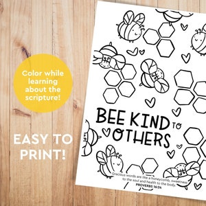 Bee Kind Proverbs Printable, Bible for Kids, Sunday School