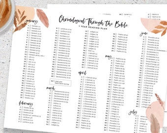 Boho-bijbel chronologisch eenjarig leesplan, 8,5 x 11, afdrukbaar, direct downloaden