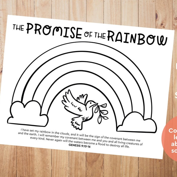 Rainbow Noah's Ark Printable, Bible for Kids, Sunday School