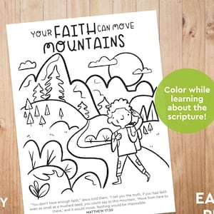 Faith Can Move Mountains Printable, Bible for Kids, Sunday School