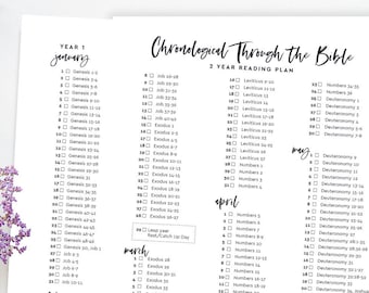 Bibel Chronologischer Zweijahres-Leseplan, 8.5 x 11 Printable, Instant Download