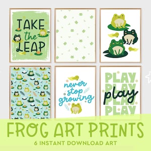 Frogs Kids Room 6 Art Prints, Instant Download, Play Room Art