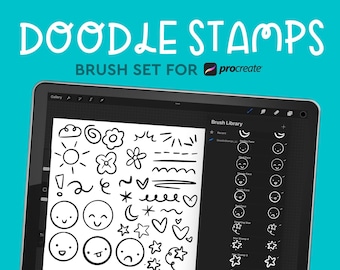 Pędzle Doodle Stamp, zestaw pędzli Procreate, natychmiastowe pobranie