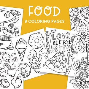 Food Coloring Pages, Coloring for Kids, Printable