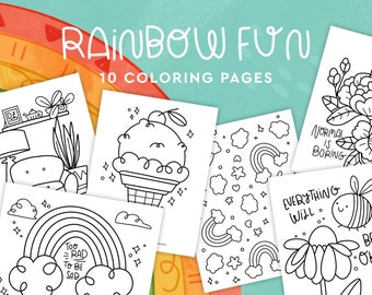 Rainbow Fun Coloring Pages, Coloring for Kids, Printable