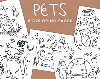 Pets Coloring Pages, Coloring for Kids, Printable