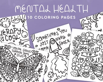 Mental Health Coloring Pages, Coloring for Kids, Printable