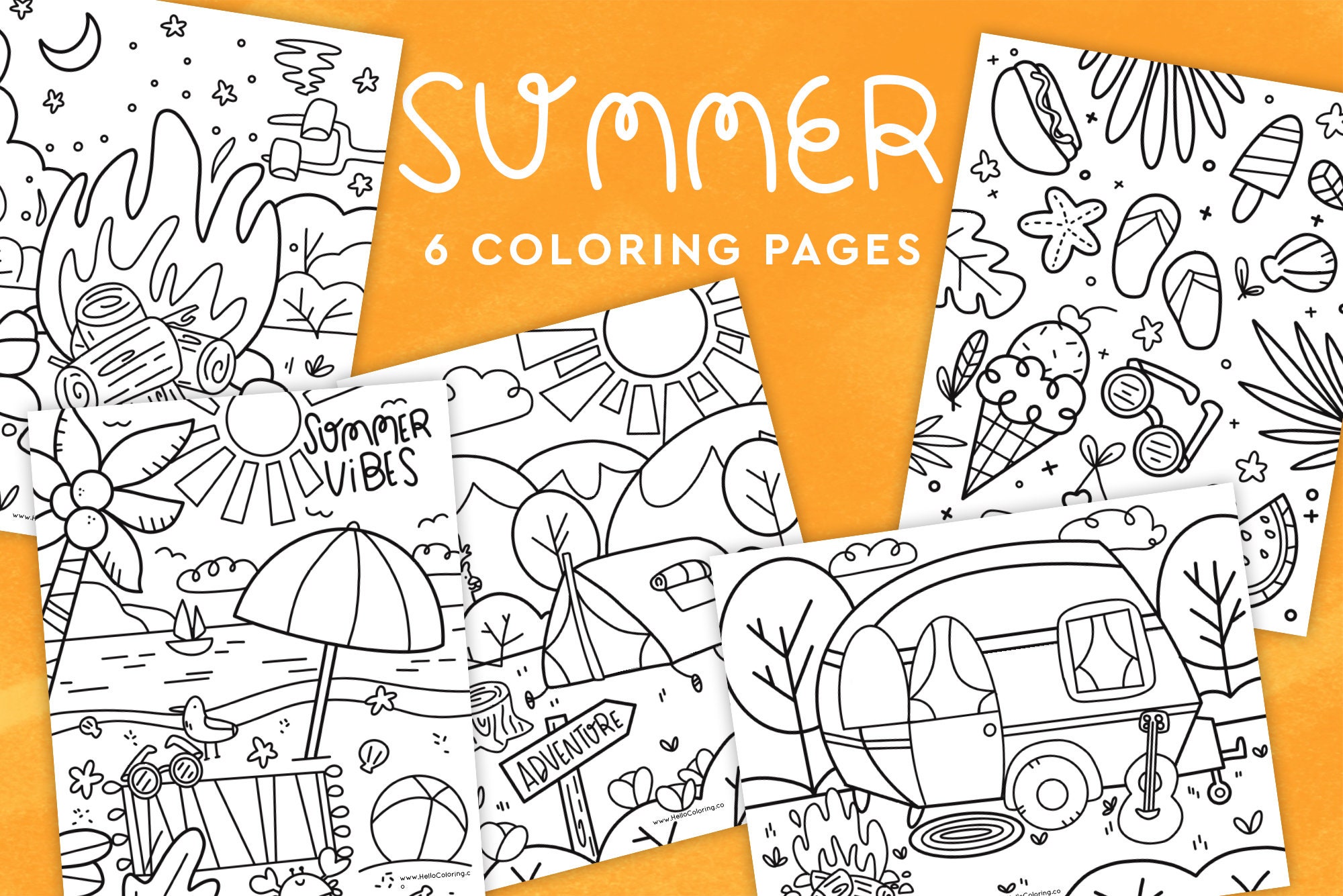 summer coloring pages coloring for kids printable etsy