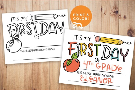 First Day of School Printable Coloring for Kids Back to | Etsy