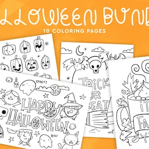 Paquete de páginas para colorear de Halloween, colorear para niños, imprimible