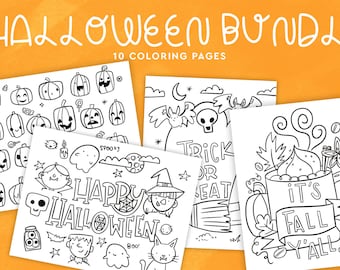 Paquete de páginas para colorear de Halloween, dibujos para niños, imprimibles.