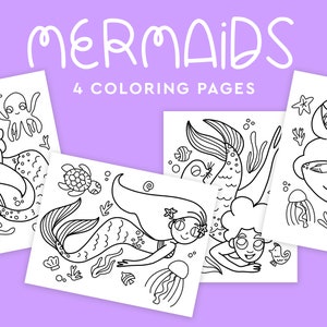 Mermaid Coloring Pages, Coloring for Kids, Printable