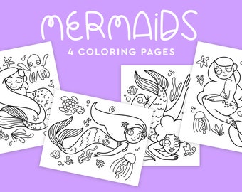 Mermaid Coloring Pages, Coloring for Kids, Printable