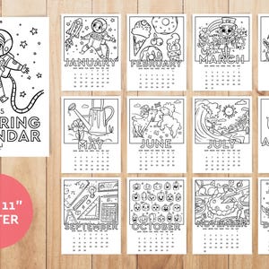 2025 Printable Coloring Calendar, 8.5x11, Instant Download