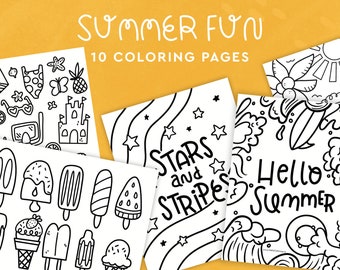 Sommer Spaß Malvorlagen, Färbung für Kinder, Printable