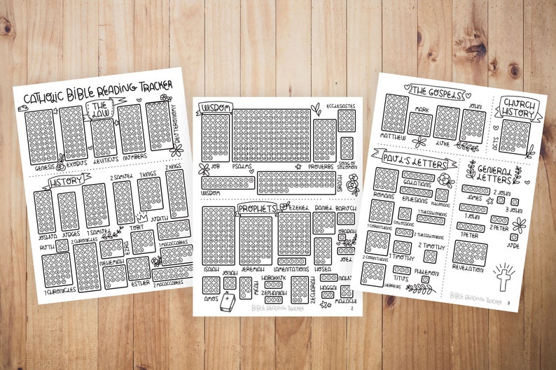 Catholic Bible Reading Tracker Coloring Page (Printable PDF) image 1