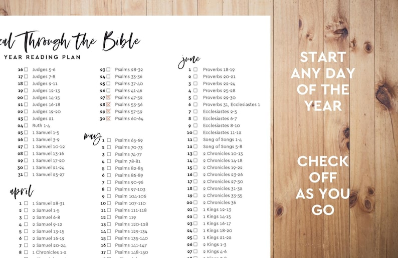 Bible One Year Reading Plan Watercolor 8.5x11 Printable - Etsy