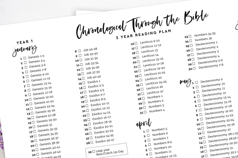 Bible Chronological TwoYear Reading Plan 8.5x11 Printable Etsy