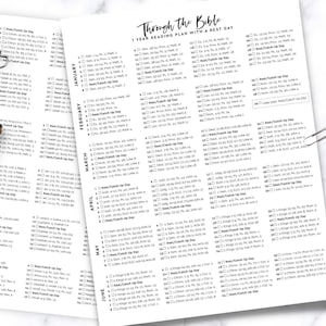 Bible One Year with Rest Day Reading Plan, 8.5x11 Printable, Instant Download