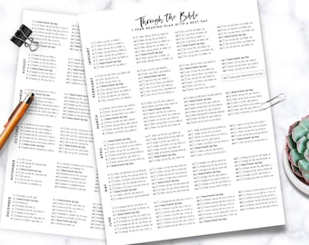 Bible One Year with Rest Day Reading Plan, 8.5x11 Printable, Instant Download