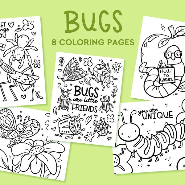 Bugs Coloring Pages, Insects, Coloring for Kids, Printable