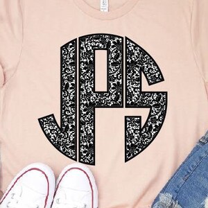 Lace Monogram Circle monogram HTV transfer or sublimation transfer full color monogram DIY t-shirt transfer - Color can be changed