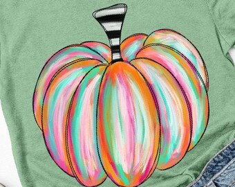 Watercolor Pumpkin Stripes transfer or sublimation transfer DIY t-shirt transfer Fall pumpkin iron on transfer iron on decal