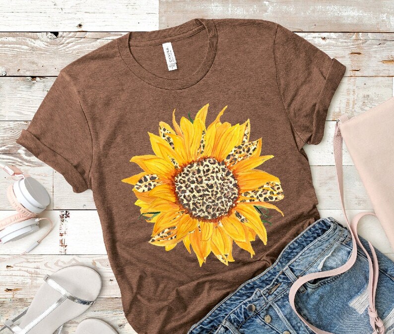 Download Leopard Sunflower sublimation transfer DIY t-shirt ...