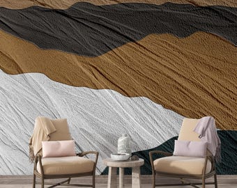 Neutral Sand Waves Wallpaper, Minimalist Desert Wall Mural, Self Adhesive Large Wall Art, Brown and Beige Decor for Living Room Office