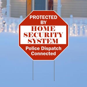 Protected by Home Security System Sign – Durable Yard Sign with Police Dispatch Connected Warning for Residential & Business Property Safety