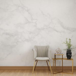 Luxurious White Marble Wall Mural – Sophisticated Grey Veining for a Modern and Elegant Interior Design Wallpaper, Peel and Stick Wallpaper