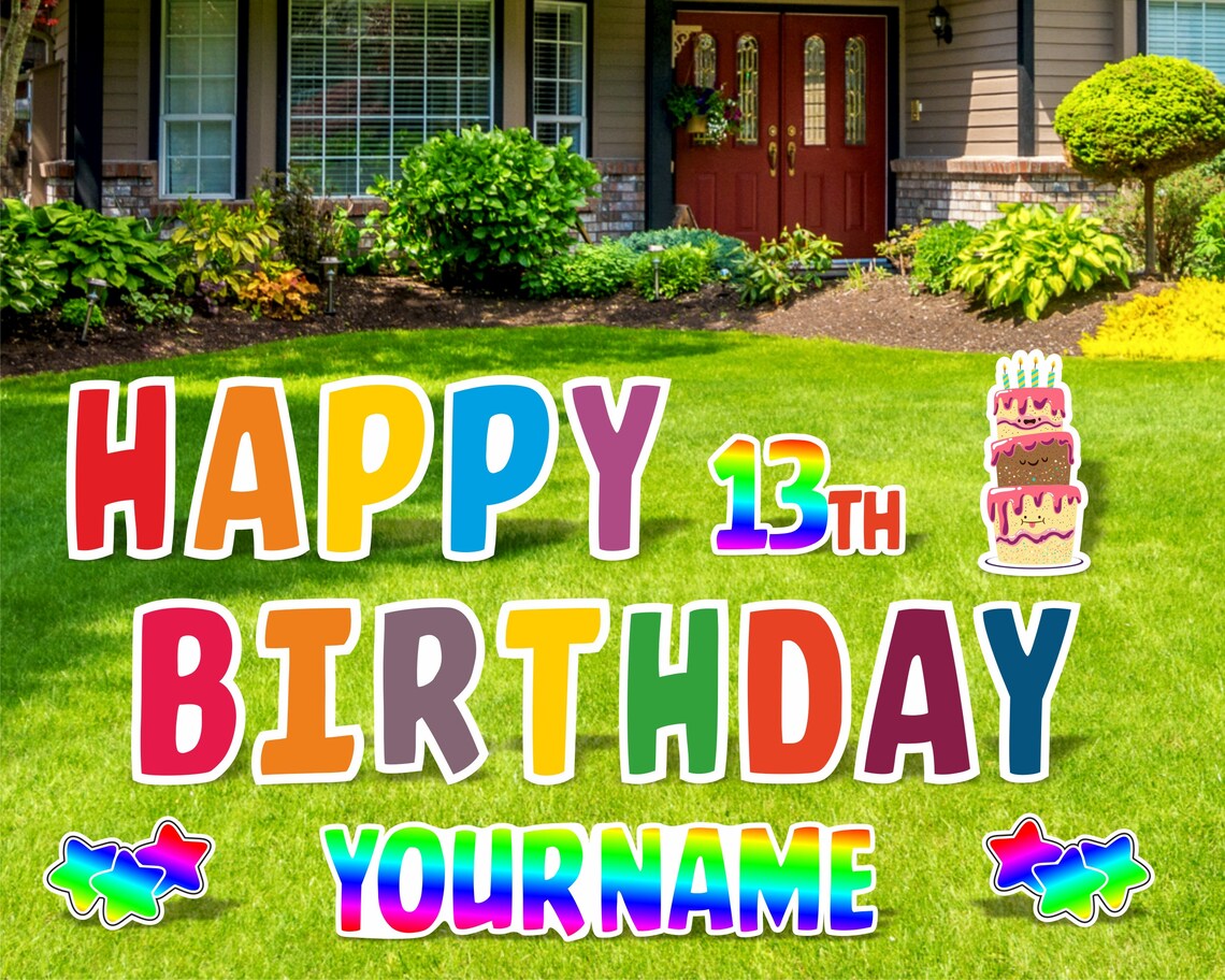 Happy Birthday Yard Sign Happy Birthday Lawn Signs Outdoor Etsy