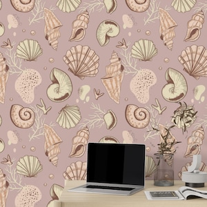 Vintage Sea Seashells Pattern Wallpaper, Peel and Stick Wall Mural  Removable, Self Adhesive or Pasted, Custom Size -  Canada