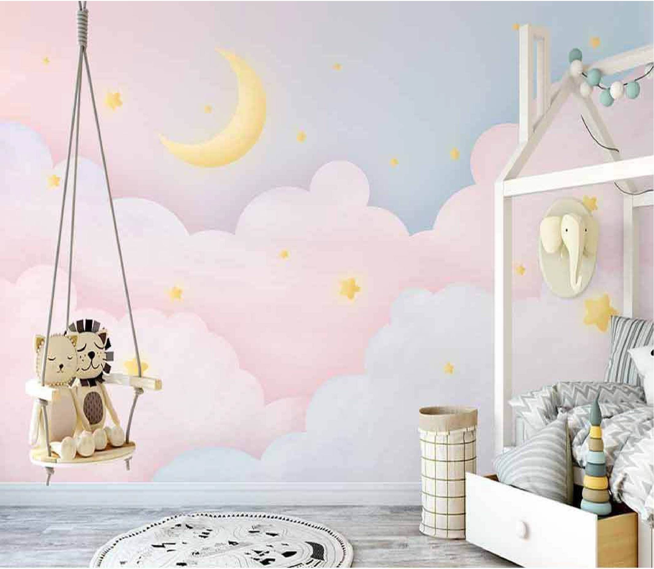 Nursery Wall Art Set of 2 Nursery Prints Girls Cloud Nursery  Decor,Personalised