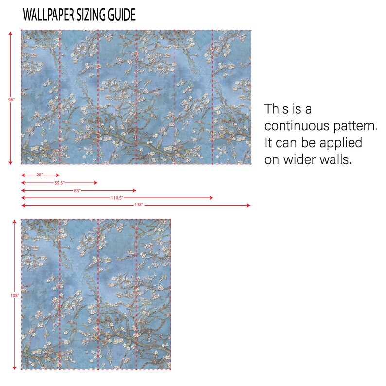 Almond Blossom Oil Painting Wallpaper Peel and Stick Etsy