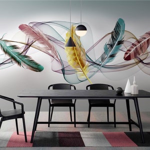 Custom Size Abstract Feathers Wallpaper, Peel and Stick Wallpaper, Removable Wallpaper, Wall Mural, Feather Wallpaper, Abstract Wallpaper