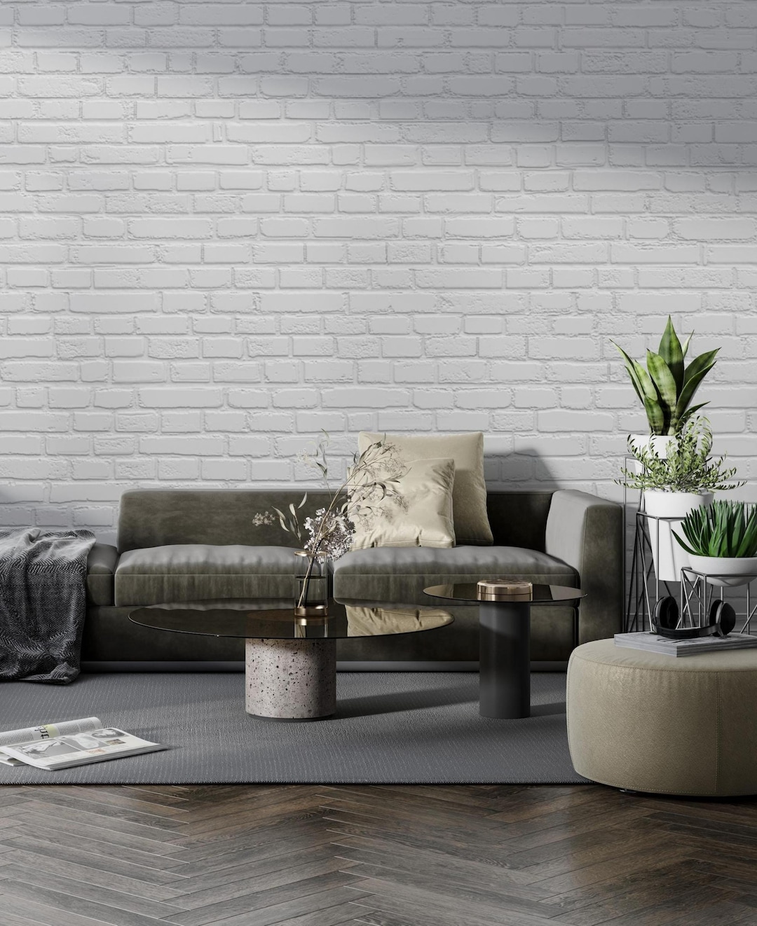 White Brick Wall Mural | Clean - Modern Brick Pattern Wallpaper | Urban ...